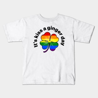 Kiss a Ginger Day - Rainbow Flag (lgbtq) in Irish Shamrock Kids T-Shirt